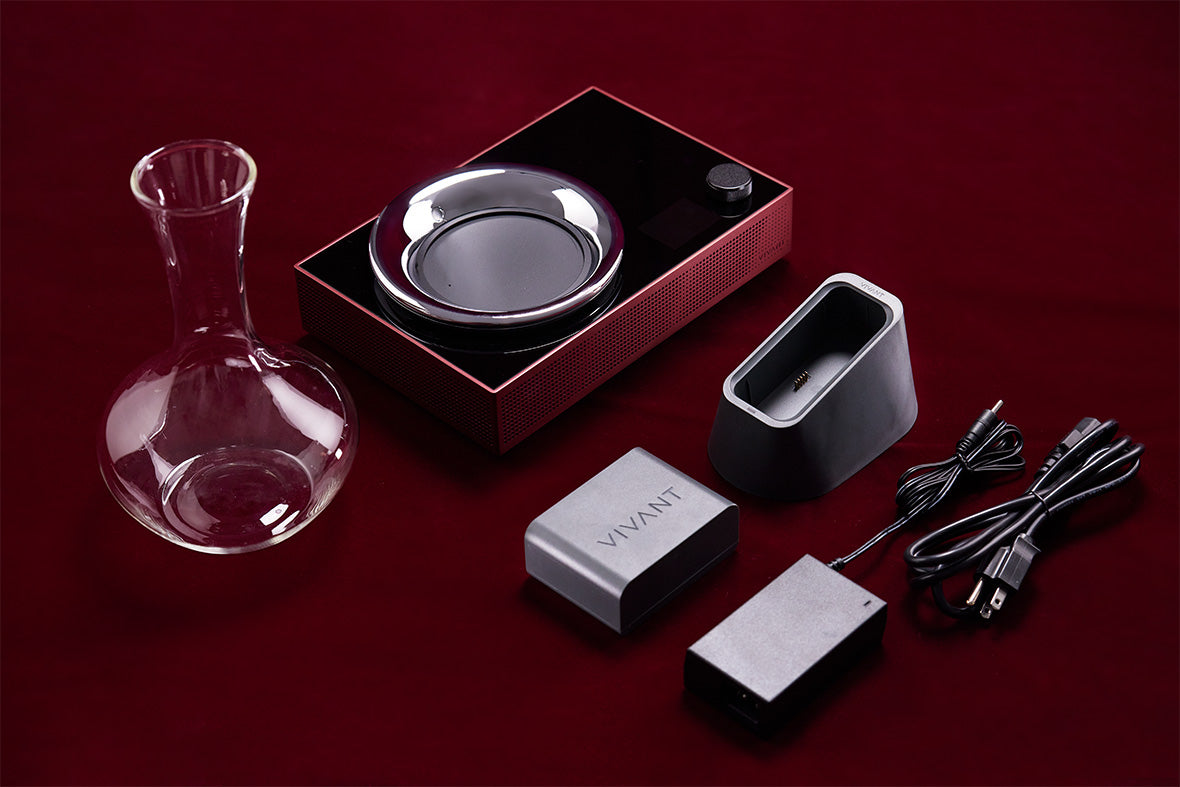 Titan Portable Electronic Decanter Chiller - Set - Burgundy Red - VIVANT Wine Collection